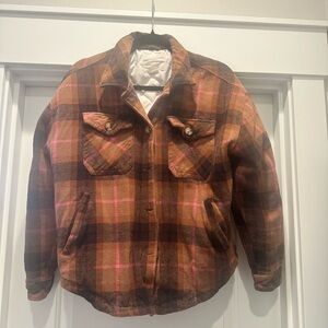Aeropostale Brown & Pink Plaid quilted flannel